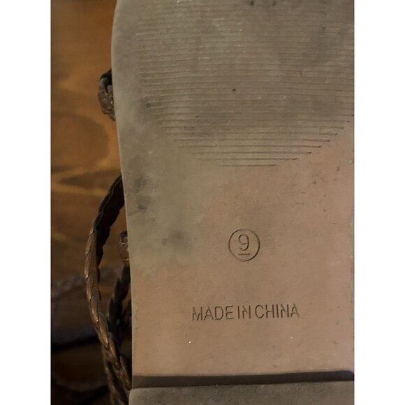 Steve Madden Brown Tessi Flat Sandal Ankle Straps Size 9 Braided Ankle Gladiator - Picture 6 of 8